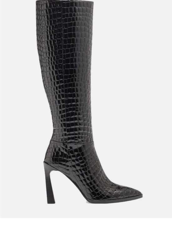 Vince Camuto Shoes - Vince Camuto Pelsna Black Croc Knee-High Stiletto Boot